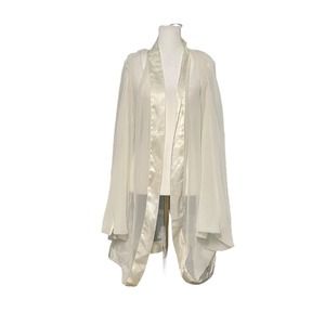 Victoria's Secret Sheer Bed Jacket Ivory Satin‎ Flowy Coquette Robe Women's OS